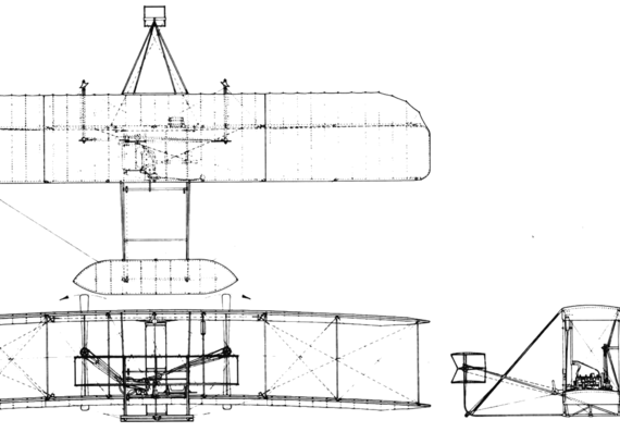 Самолет Wright Brothers Plane (1903) - чертежи, габариты, рисунки