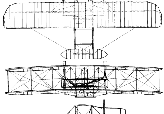 Самолет Wright Flyer (1903) - чертежи, габариты, рисунки