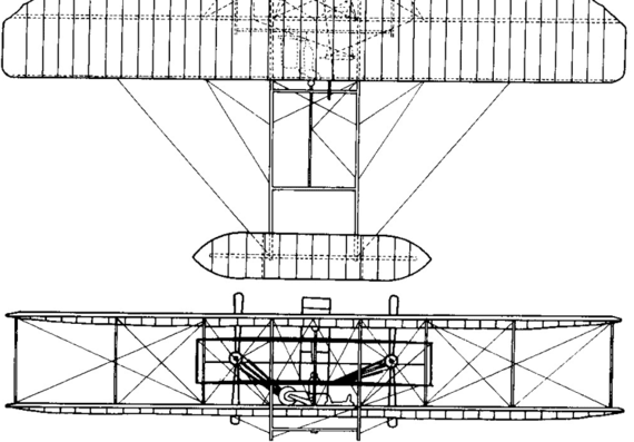 Самолет Wright Flyer (1905) - чертежи, габариты, рисунки