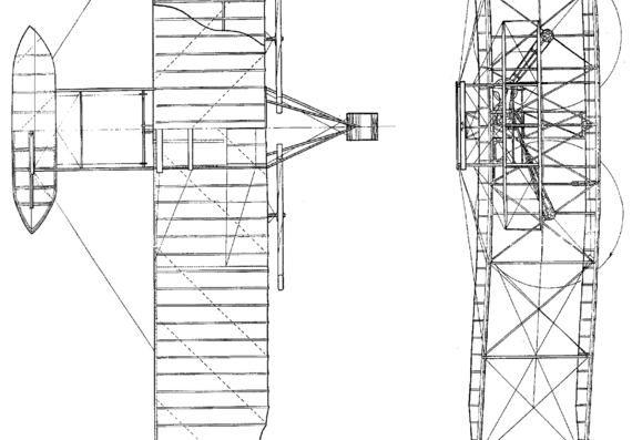 Самолет Wright Flyer USA (1903) - чертежи, габариты, рисунки
