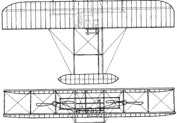 Самолет Wright Model A (1907) - чертежи, габариты, рисунки