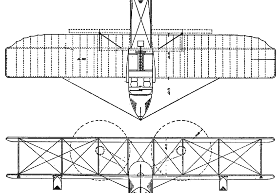 Самолет Wright Model G (1913) - чертежи, габариты, рисунки