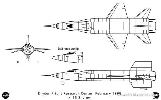 Самолет X-15 - чертежи, габариты, рисунки
