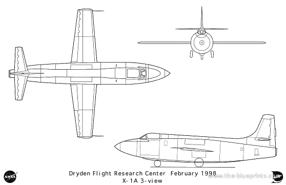 Самолет X-1 A - чертежи, габариты, рисунки