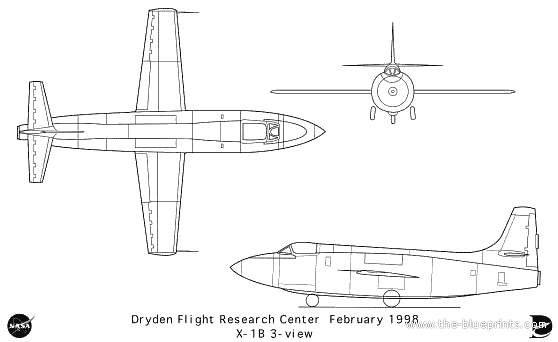 Самолет X-1 B - чертежи, габариты, рисунки