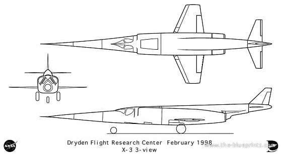 Самолет X-3 - чертежи, габариты, рисунки
