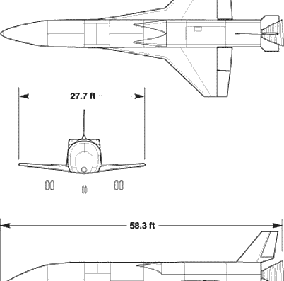 X-34 aircraft - drawings, dimensions, figures