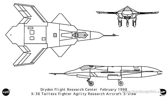Самолет X-36 - чертежи, габариты, рисунки