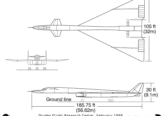 Самолет XB-70 - чертежи, габариты, рисунки