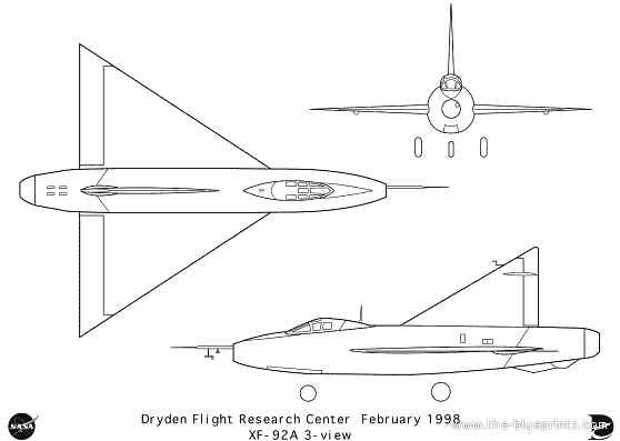 Самолет XF-92 A - чертежи, габариты, рисунки