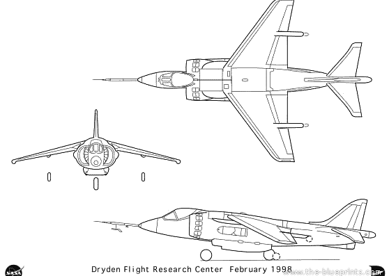 Самолет YAV-8 B - чертежи, габариты, рисунки