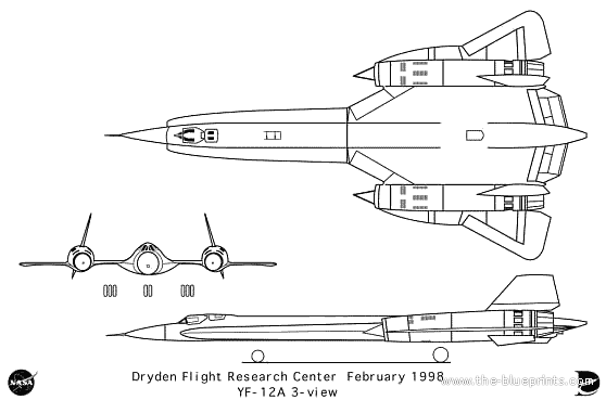 Самолет YF-12 A - чертежи, габариты, рисунки