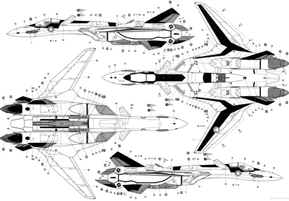 Самолет YF-19 Alpha - чертежи, габариты, рисунки
