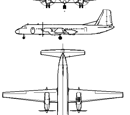 Самолет YS-11T-M - чертежи, габариты, рисунки