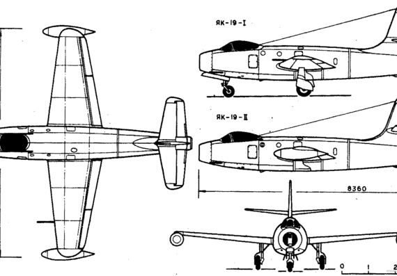 Самолет Яковлев Yak-19 - чертежи, габариты, рисунки