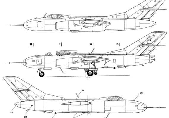Самолет Яковлев Yak-25 (27) - чертежи, габариты, рисунки