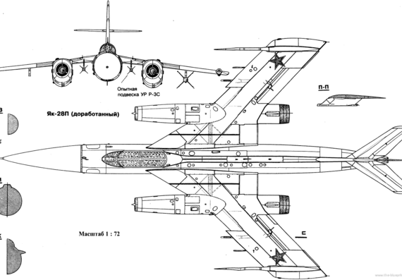 Самолет Яковлев Yak-28P - чертежи, габариты, рисунки