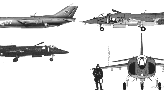 Самолет Яковлев Yak-36 Forger - чертежи, габариты, рисунки