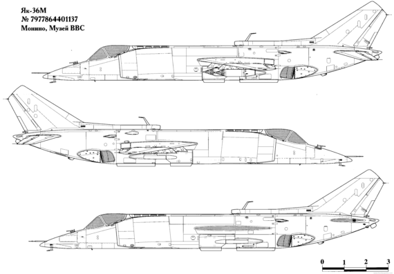 Самолет Яковлев Yak-38M - чертежи, габариты, рисунки