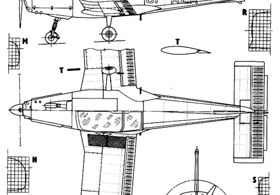 Самолет Zlin Z-142 - чертежи, габариты, рисунки