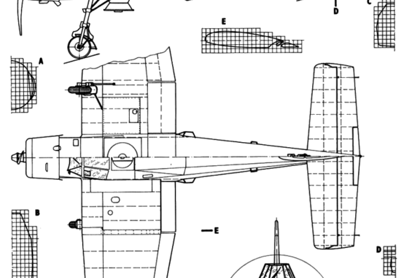 Самолет Zlin Z-37 Cmelak - чертежи, габариты, рисунки