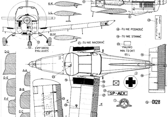 Самолет Zlin Z-42M - чертежи, габариты, рисунки
