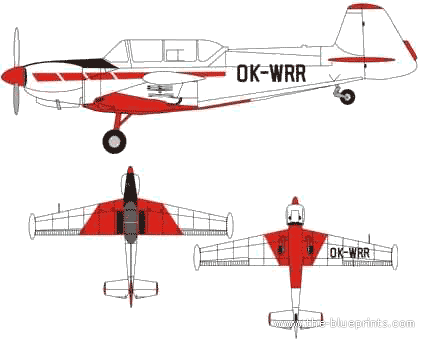 Самолет Zlin Z-526L - чертежи, габариты, рисунки