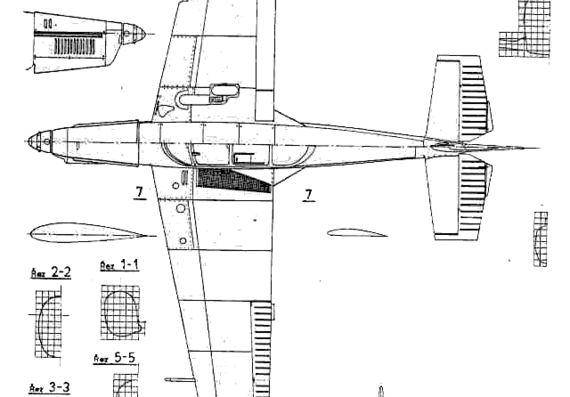 Самолет Zlin Z-726 Universal - чертежи, габариты, рисунки