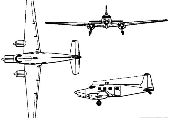 Самолет de Havilland Australia DHA-3 Drover (Australia) (1948) - чертежи, габариты, рисунки