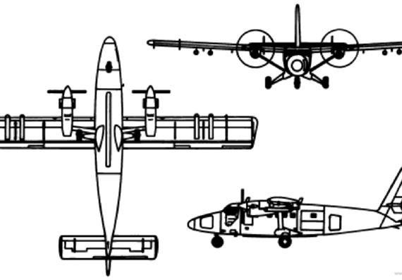 Самолет de Havilland Canada UV-18A Twin Otter - чертежи, габариты, рисунки
