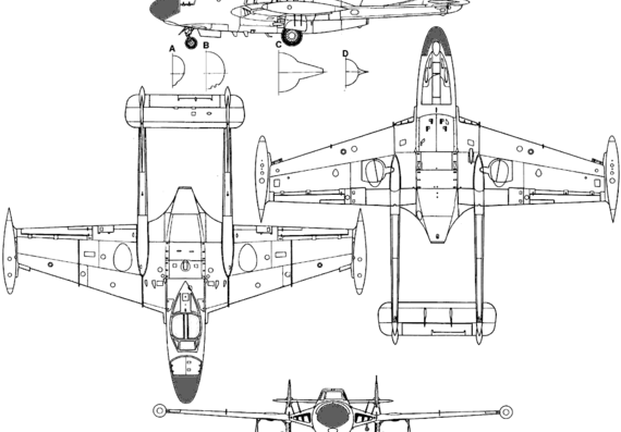 Aircraft de Havilland DH-112 Venom - drawings, dimensions, figures