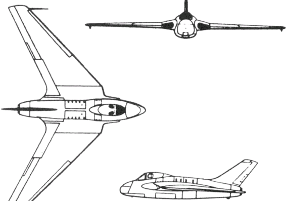 Самолет de Havilland DH.108 (England) (1946) - чертежи, габариты, рисунки