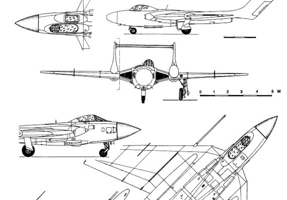 Самолет de Havilland DH.110 SeaVixen - чертежи, габариты, рисунки