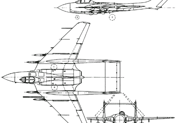 Самолет de Havilland DH.110 Sea Vixen (England) (1951) - чертежи, габариты, рисунки