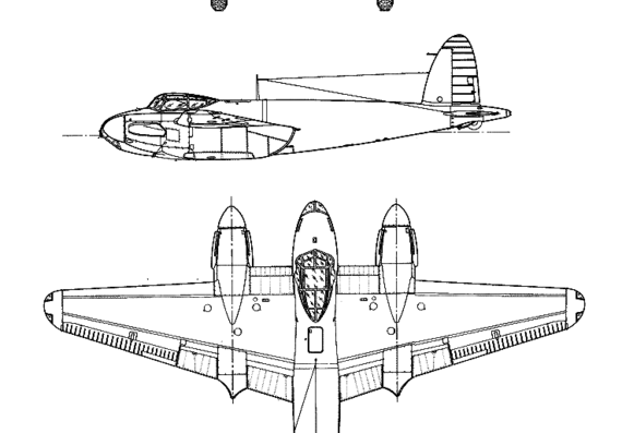 Самолет de Havilland DH.98 Mosquito - чертежи, габариты, рисунки