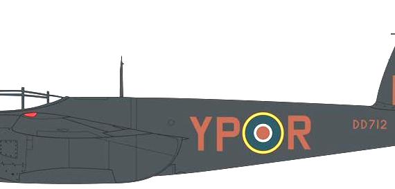 Самолет de Havilland Mosquito Mk.II - чертежи, габариты, рисунки