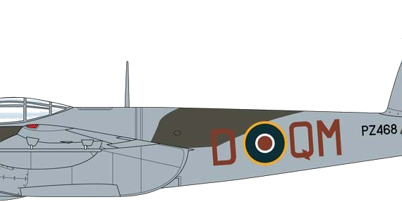 Самолет de Havilland Mosquito Mk.VI - чертежи, габариты, рисунки