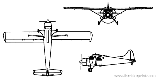 Самолет de Havilland U-6A Beaver - чертежи, габариты, рисунки