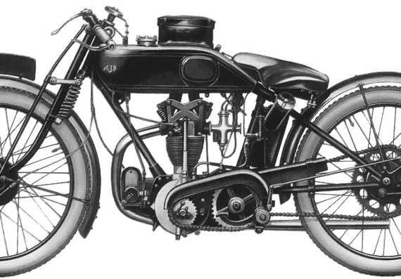 Motorcycle AJS BigPort (1923) - drawings, dimensions, pictures