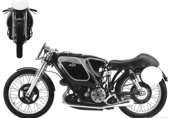 Motorcycle AJS E95 500Racer (1953) - drawings, dimensions, figures