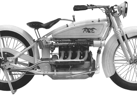 Motorcycle Ace Four (1925) - drawings, dimensions, pictures