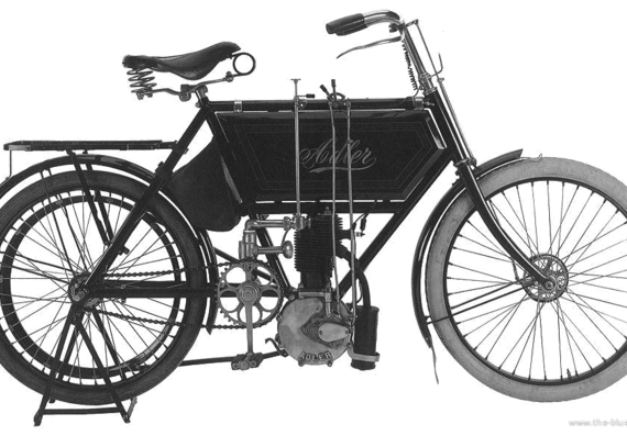 Мотоцикл Adler (1902) - чертежи, габариты, рисунки