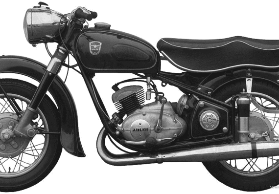 Мотоцикл Adler MB250 (1954) - чертежи, габариты, рисунки