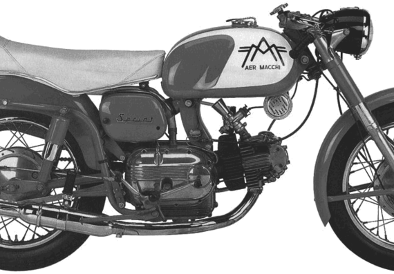 Мотоцикл Aermacchi Sprint (1961) - чертежи, габариты, рисунки