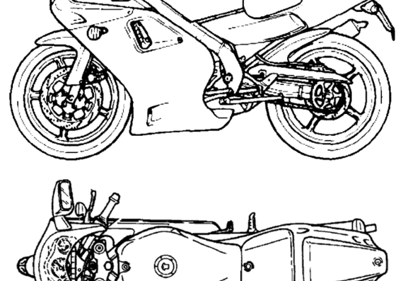 Мотоцикл Aprilia AF 1 50 Futura - чертежи, габариты, рисунки