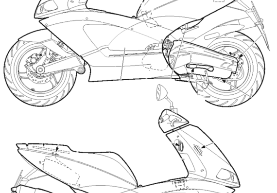 Мотоцикл Aprilia Area 51 - чертежи, габариты, рисунки
