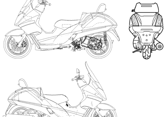 Мотоцикл Aprilia Atlantic - чертежи, габариты, рисунки