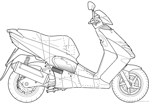 Мотоцикл Aprilia Leonardo 300 (2004) - чертежи, габариты, рисунки