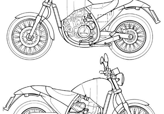 Мотоцикл Aprilia Moto 650 - чертежи, габариты, рисунки
