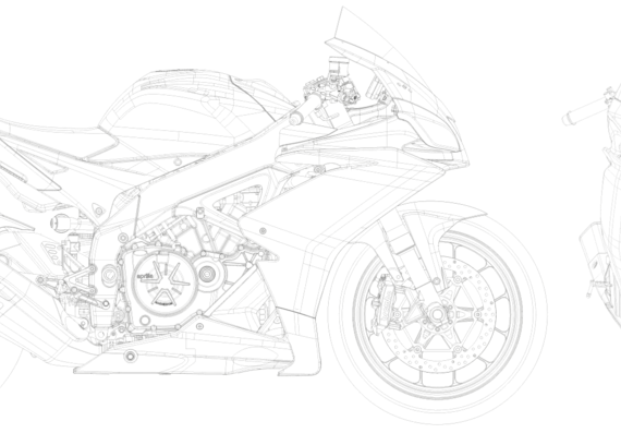 Мотоцикл Aprilia RSV4 R - чертежи, габариты, рисунки